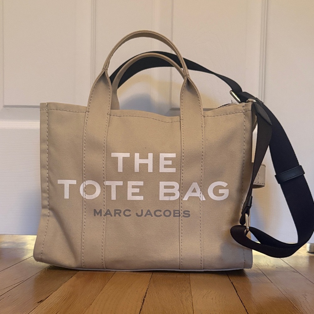 Marc Jacobs Beige Tote Bag with Black Strap